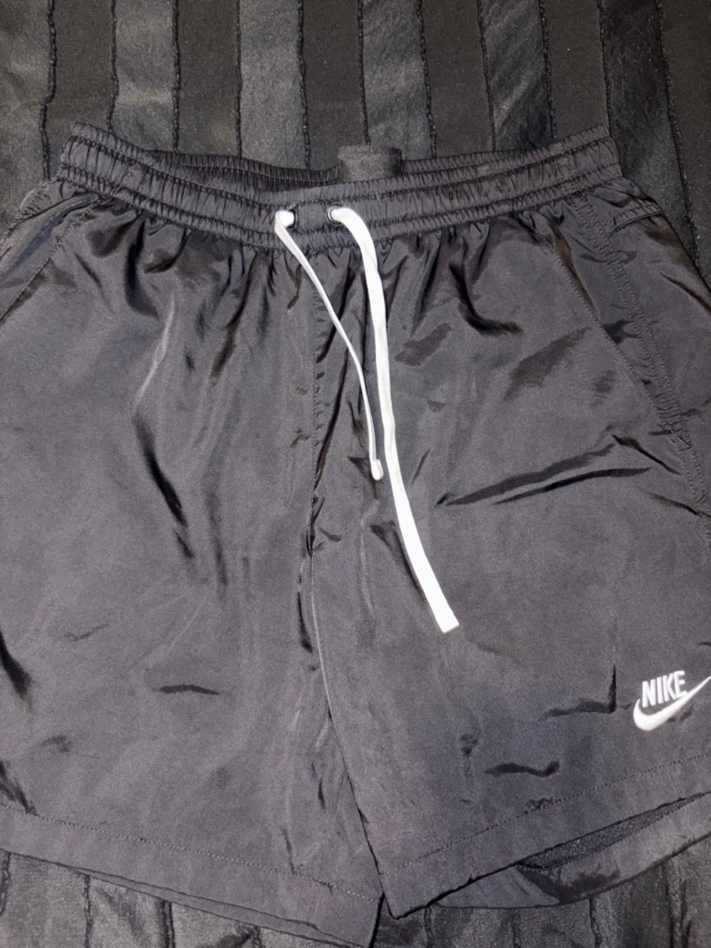 Nike Men’s Black Athletic Shorts with White Drawstring